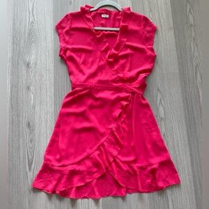 Aritzia Sunday Best Pink Ruffle Wrap Dress